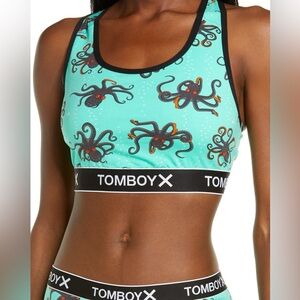 TomboyX NWOT scoop neck lounge soft bra bralette top unisex size Large green